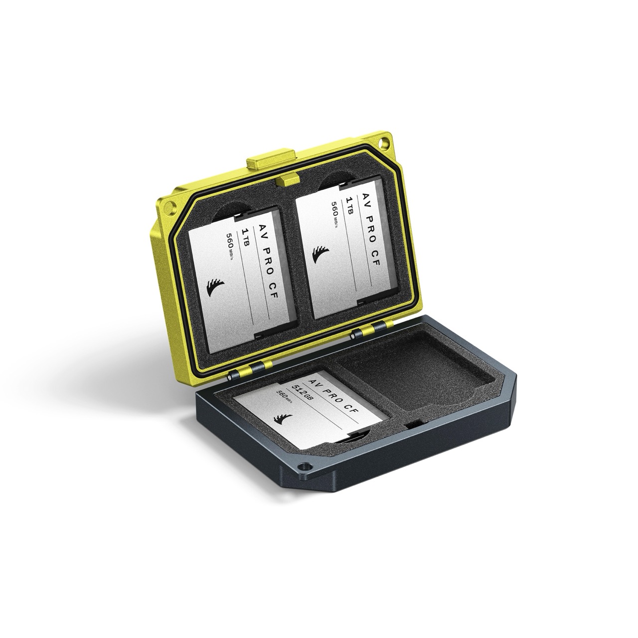 CFast Media Tank Angelbird Media Tank für CFast Karten, offen stehend mit CFast Karten