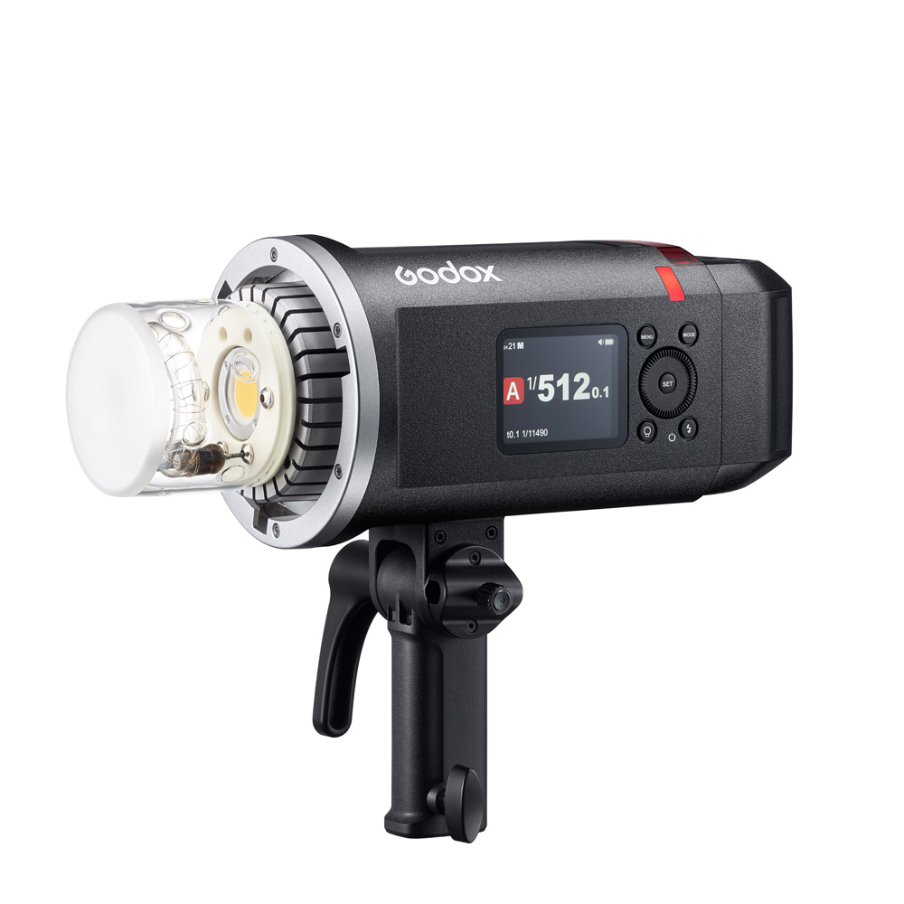 Detailansicht des Displays und Bedienrads des Godox Witstro AD600BM II Studioblitzes