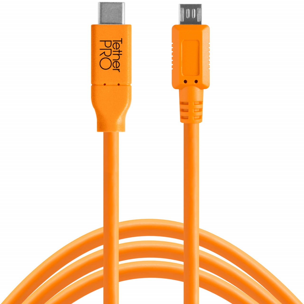 TetherPro USB-Datenkabel - USB-C auf USB 2.0 Micro-B5 (4,6m, gerader Stecker, orange)