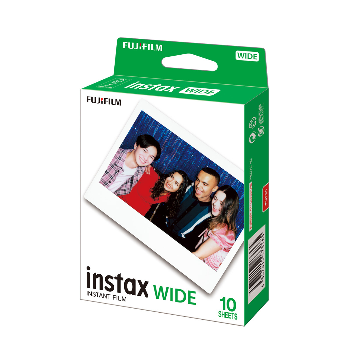 Fujifilm Instax Wide Instant Film – Vorderansicht der Verpackung mit Beispielbild und Hinweis auf 10 Aufnahmen
