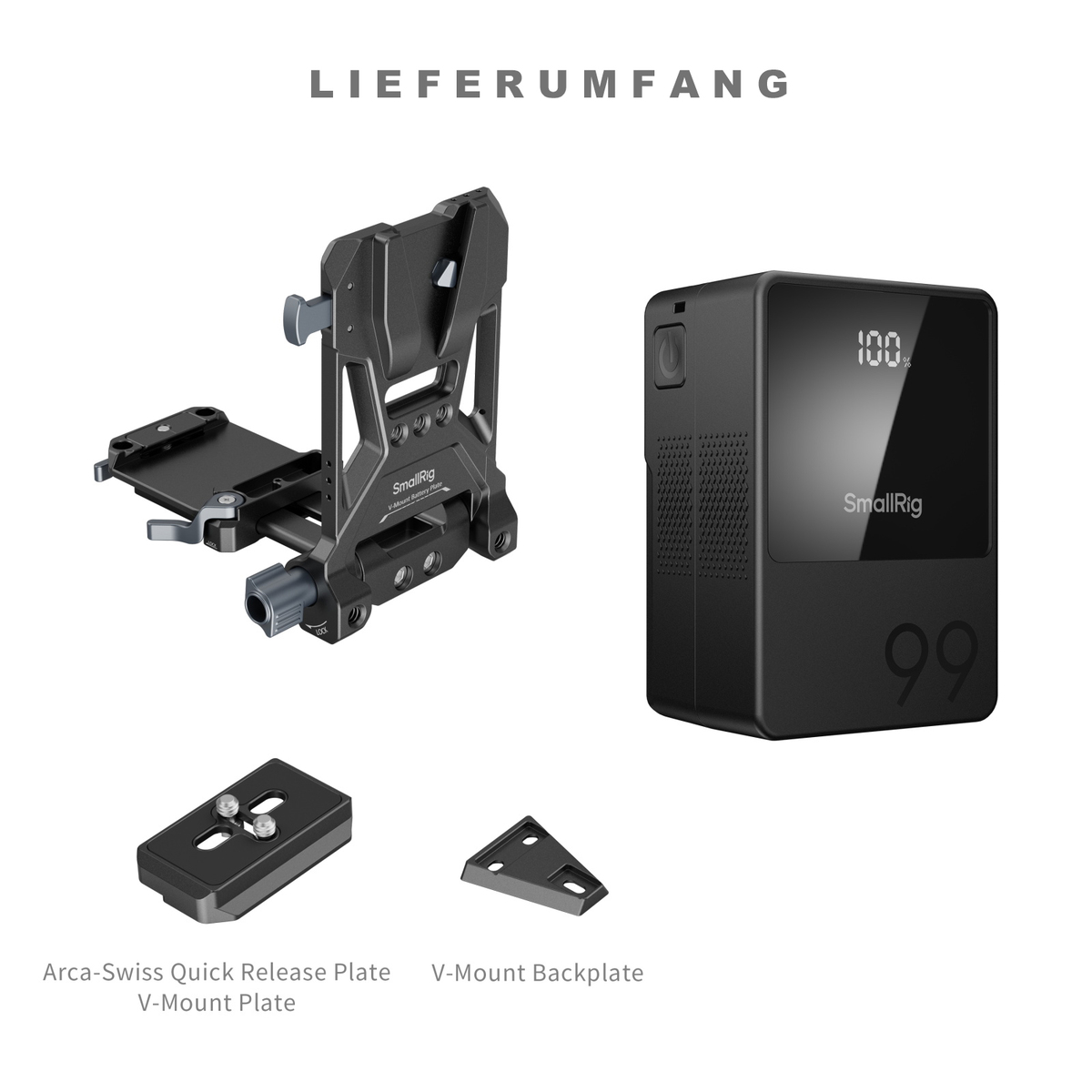 SmallRig 5048 VB99 Mini V-Mount Akku Kit – Lieferumfang mit Akku, V-Mount-Platte und Zubehörteilen
