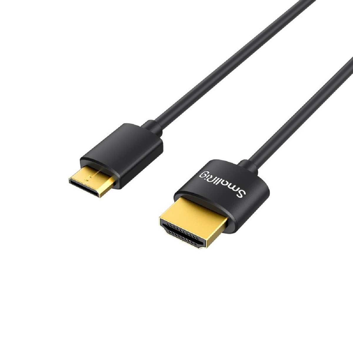 SmallRig 3041 Ultra Slim 4K HDMI 2.0 Kabel 55 cm – schräge Ansicht der kompakten HDMI Stecker