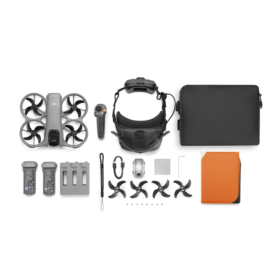 DJI Avata 360 Motion Fly More Combo – Lieferumfang mit Drohne, Zubehör, Ladegerät und Transporttasche