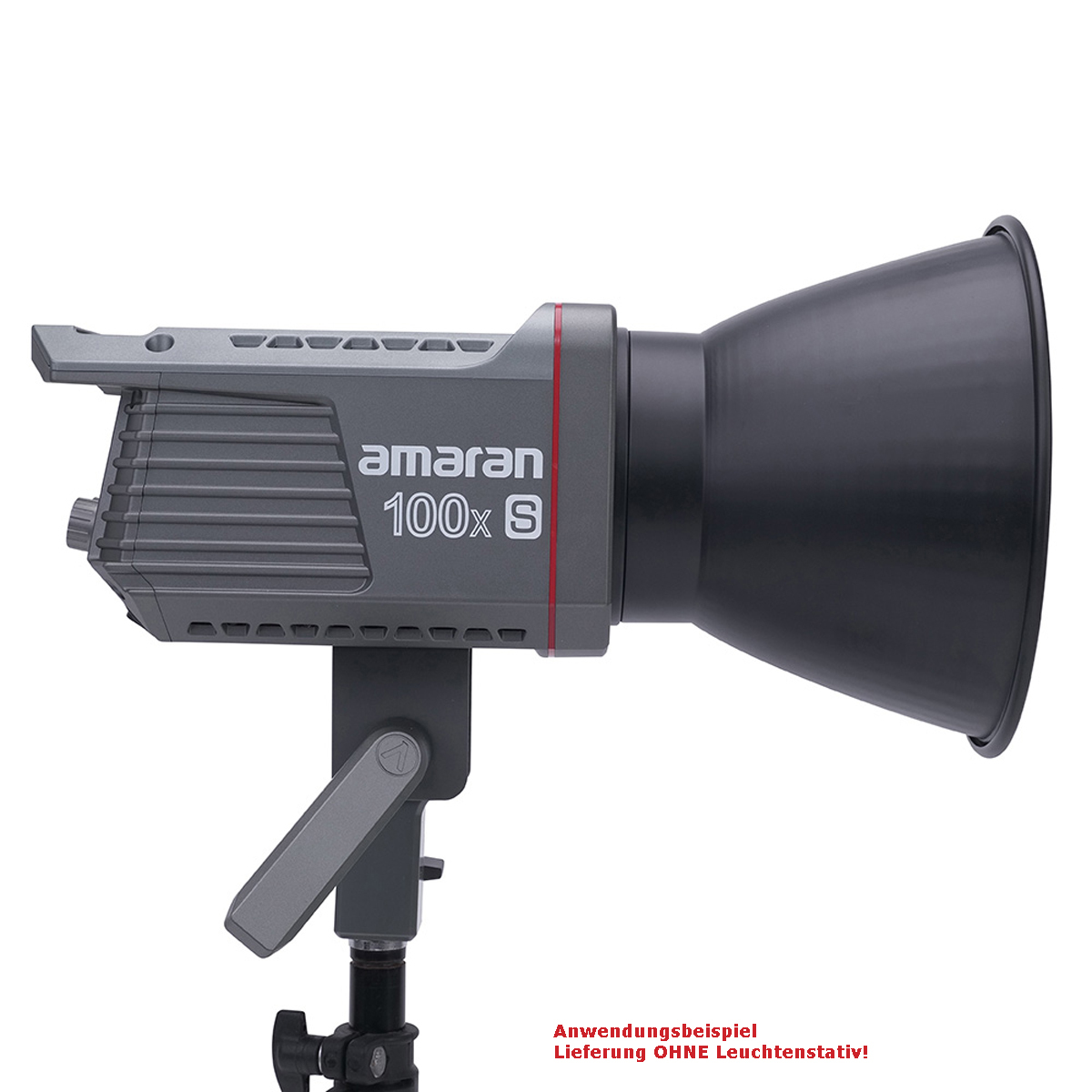 Amaran 100x S Bi-Color LED, Ansicht von Links auf Stativ