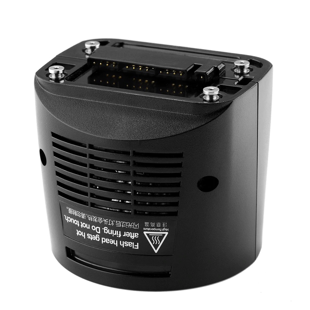 Godox H200R Ringblitzkopf mit Anschlusskontakten und Verriegelung auf der Geräteoberseite