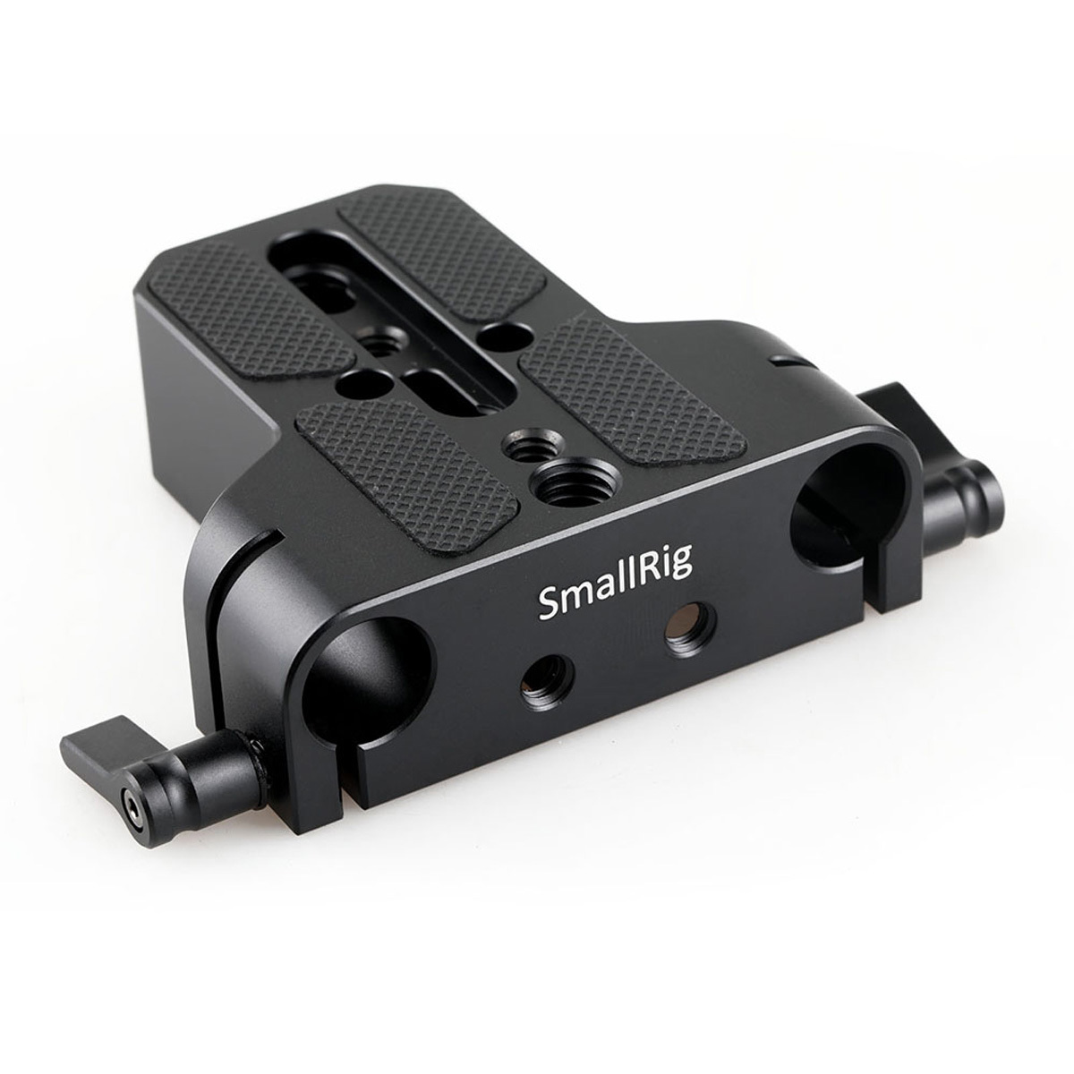 SmallRig 1674 Baseplate mit Dual 15mm Rod Clamp – Vorderansicht mit zwei Stangenklemmen und Gewinden
