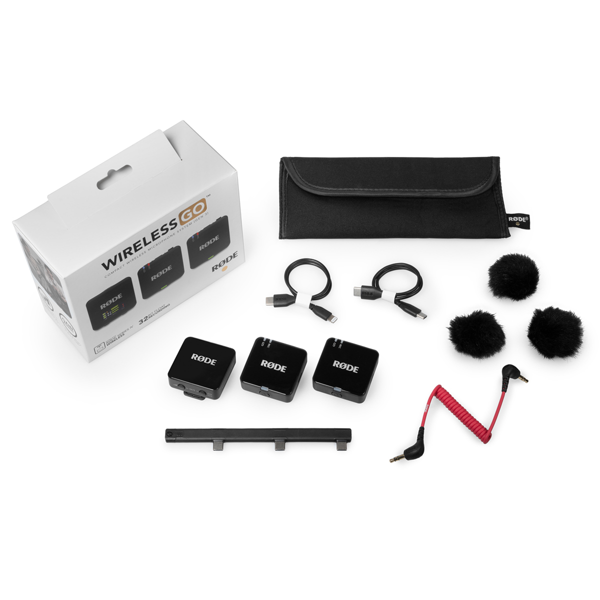 Wireless GO (Gen. 3) Mikrofonsystem RODE Wireless GO (Gen. 3) Mikrofonsystem, Lieferumfang
