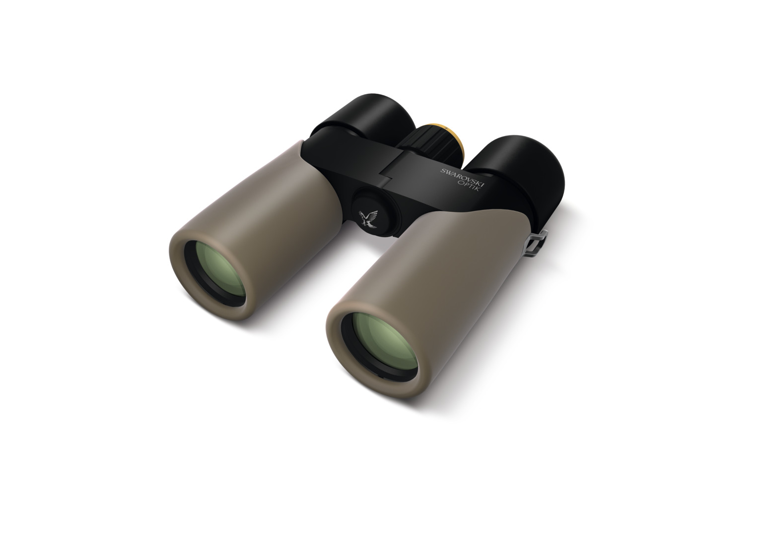 Swarovski CL Companion 8x30/10x30 safari braun – schräge Vorderansicht mit Objektiven und gummierter Oberfläche