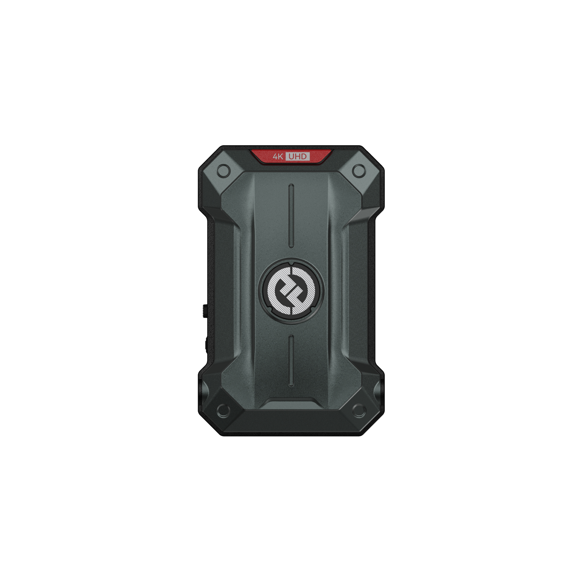 Hollyland Pyro Ultra Sender – Vorderansicht mit alternativer Kennzeichnung in roter Ausführung