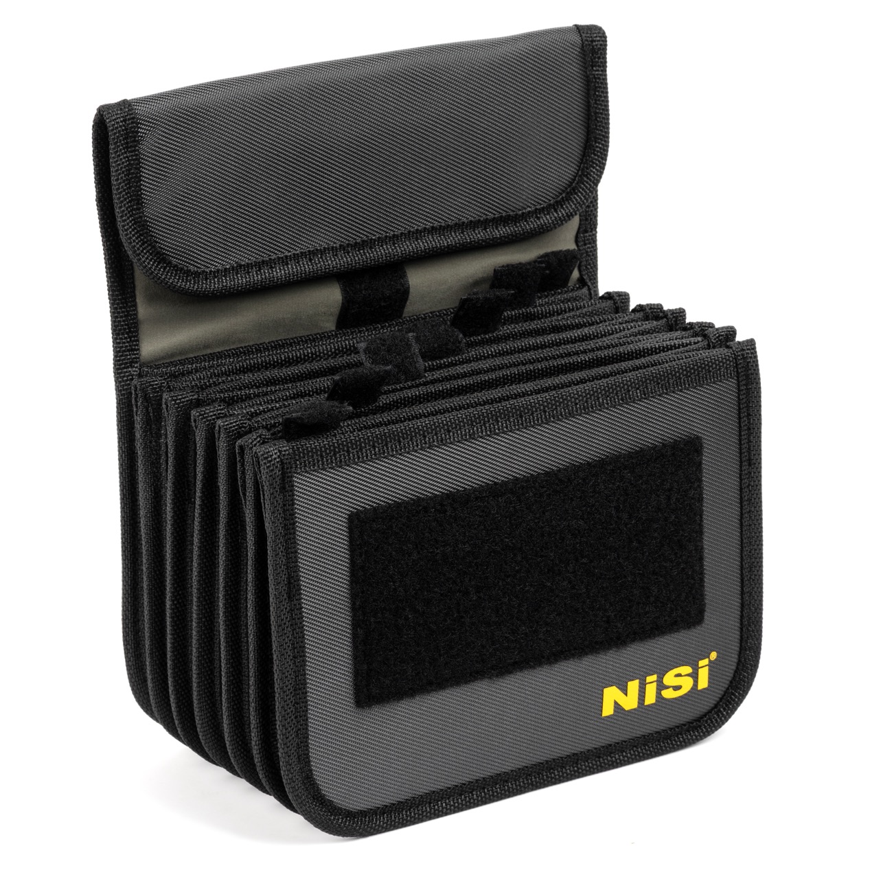 NiSi Cinema Filter Pouch II 4x5.65 – geöffnete Vorderansicht mit mehreren gepolsterten Filterfächern