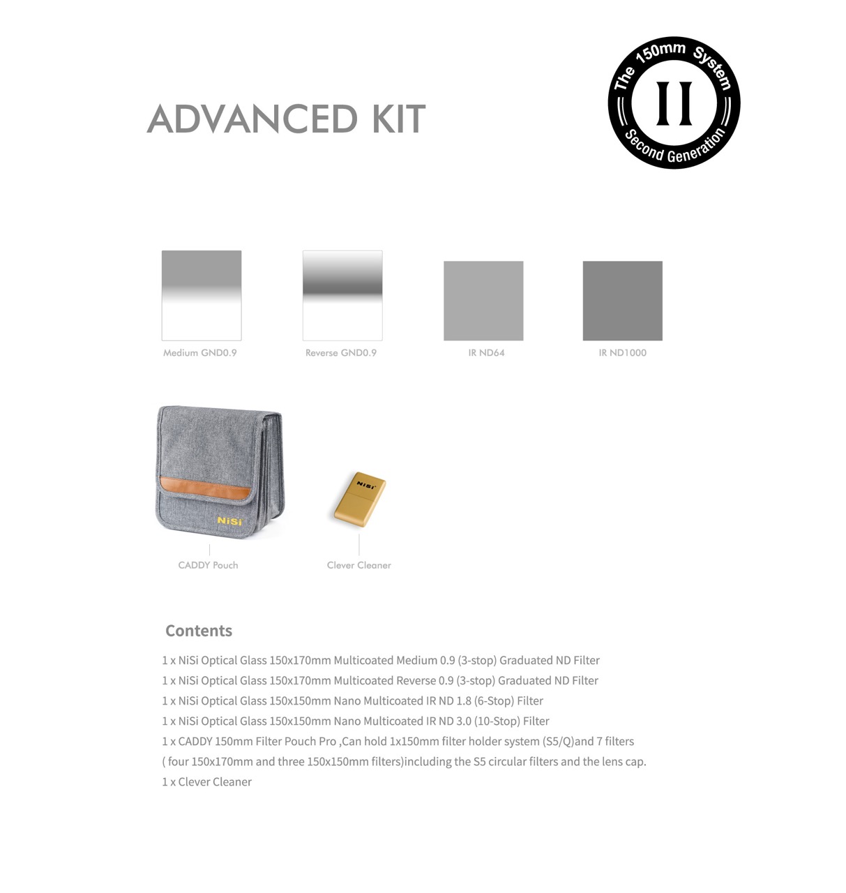 150mm Advanced Kit II NiSi 150mm Advanced Kit II Lieferumfang