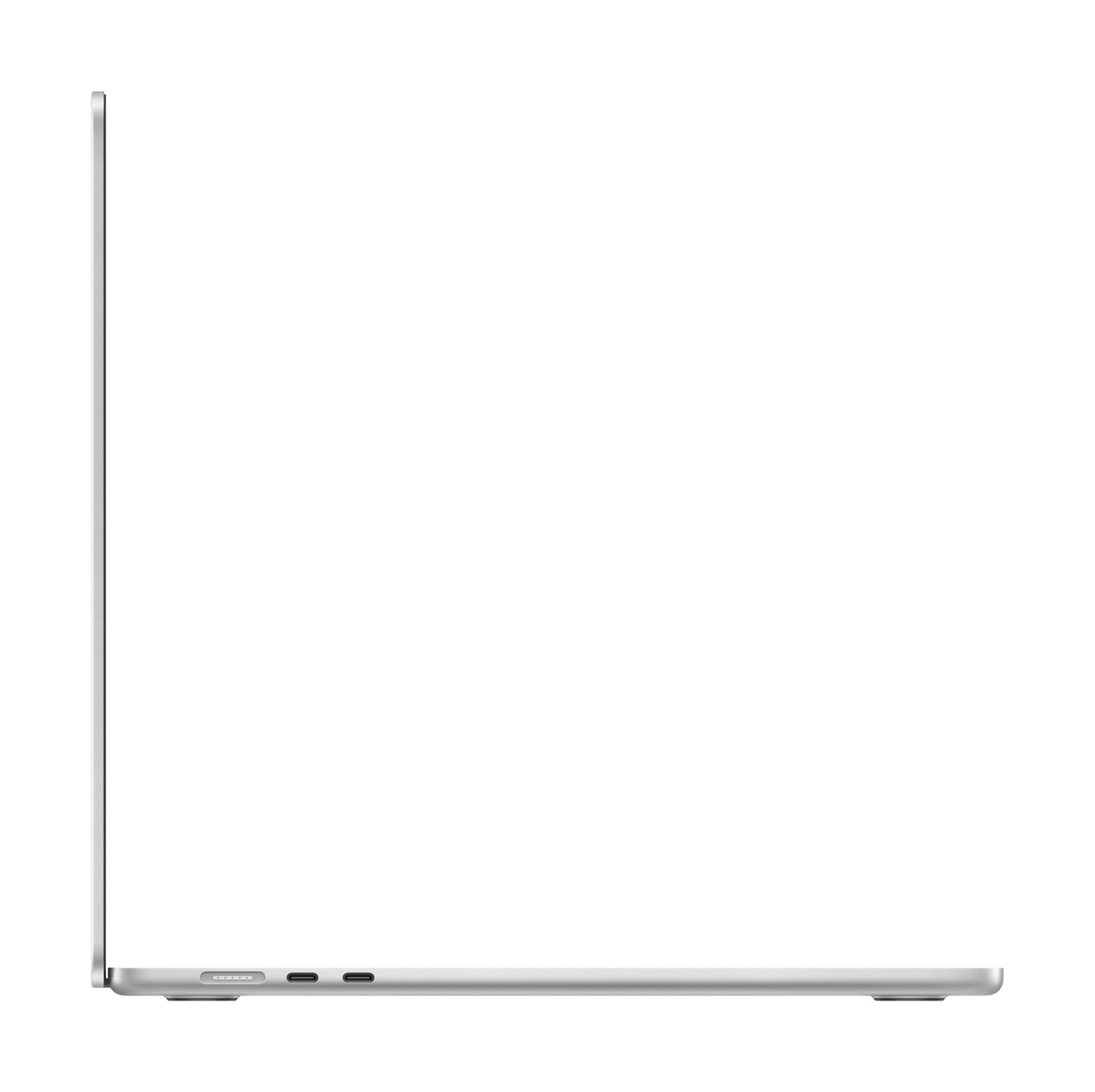 Apple MacBook Air M3 15 Zoll in Silber von links mit aufgeklappten Bildschirm