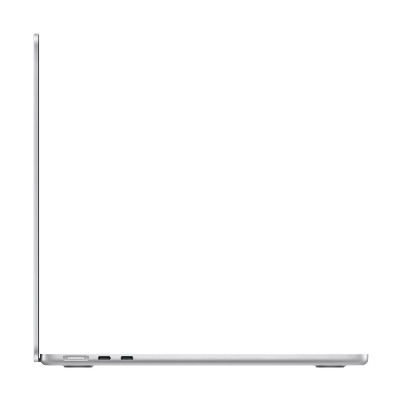 Apple MacBook Air M3 13 Zoll in Silber von links mit aufgeklappten Bildschirm