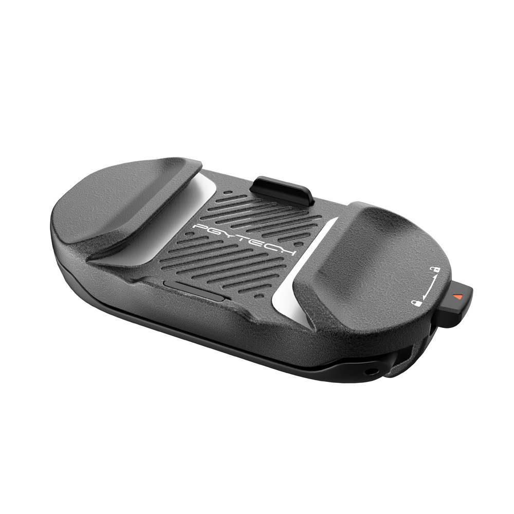 PGYTECH Beetle Camera Clip V2 Rückseite mit Verriegelungsmechanismus und rutschfester Auflagefläche.