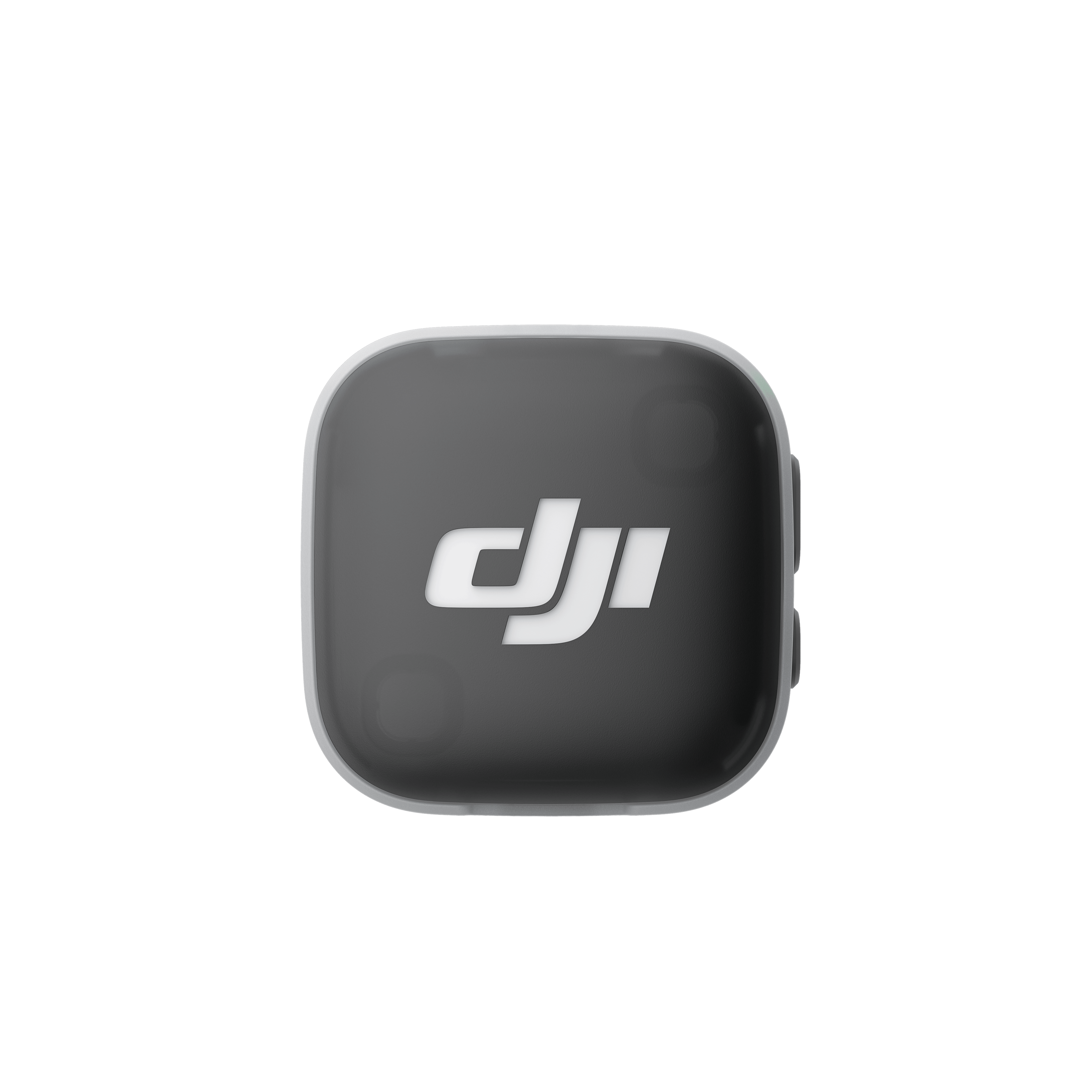 DJI Mic Mini 2 – Draufsicht der schwarzen Version mit DJI-Logo und kompakter Bauform