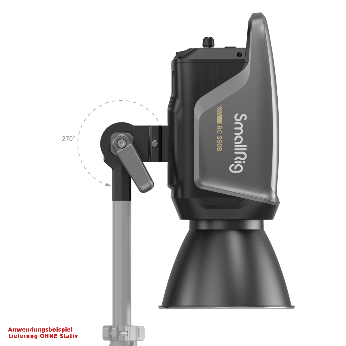 3966 RC 350B Bi-Color LED- Videoleuchte SmallRig 3966 RC 350B Bi-Color LED- Videoleuchte auf Stativ 270 Grad abgewinkelt