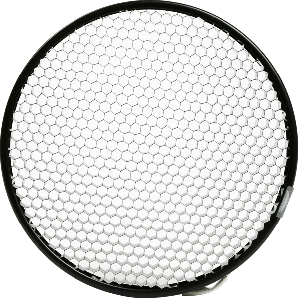 Profoto Grid & Filterhalter Kit – Vorderansicht des runden Grid- und Filterhalters mit Wabenstruktur.