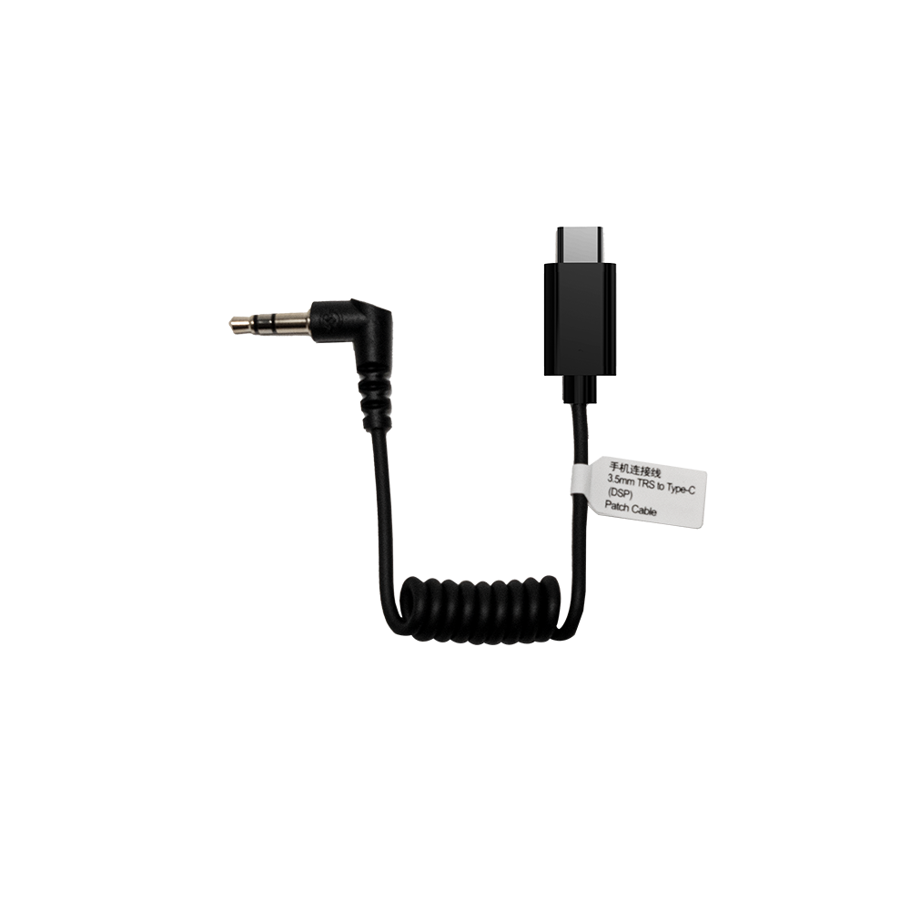 Hollyland 3,5 mm TRS auf USB-C Patchkabel 45 cm – gewinkelter Klinkenstecker und USB-C-Stecker, Spiralkabel