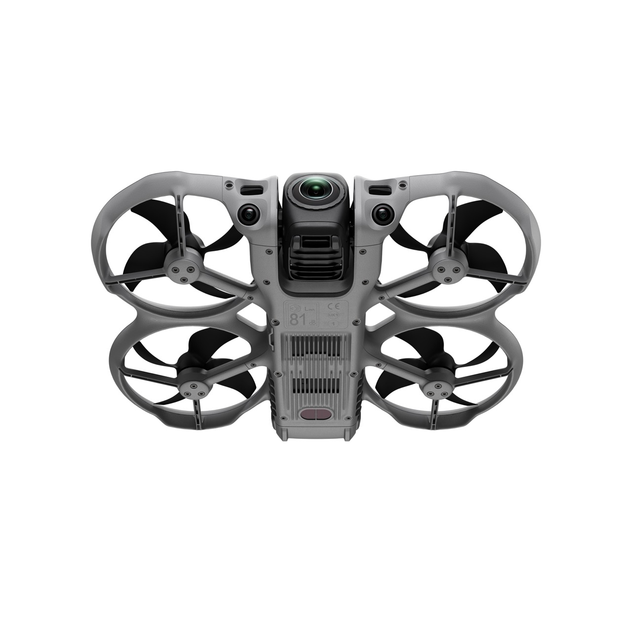 DJI Avata 360 – Unterseite mit Belüftung, Sensoren und strukturiertem Gehäuse