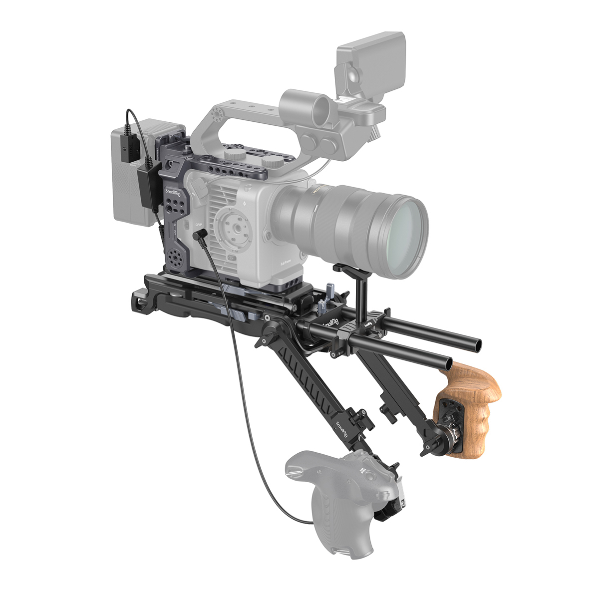 SmallRig 4125 Shoulder Rig Kit für Sony FX6 – montiertes Schulter-Rig mit Kamera, Griffen und 15mm Rod-System