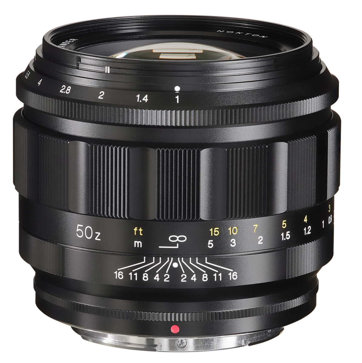Voigtländer NOKTON 50mm F1.0 asphärisch für Nikon Z-Mount in Frontansicht mit Blenden- und Fokusring