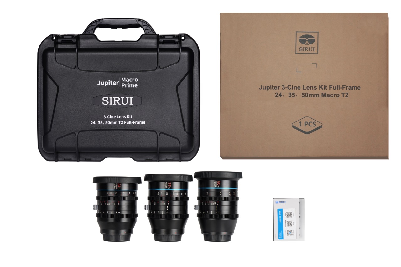 Cine Lens-Set Jupiter FF 24/35/50mm T2.0 Macro – PL-Mount Sirui Cine Lens-Set Jupiter FF 24/35/50 mm T2.0 Macro – PL-Mount, Lieferumfang