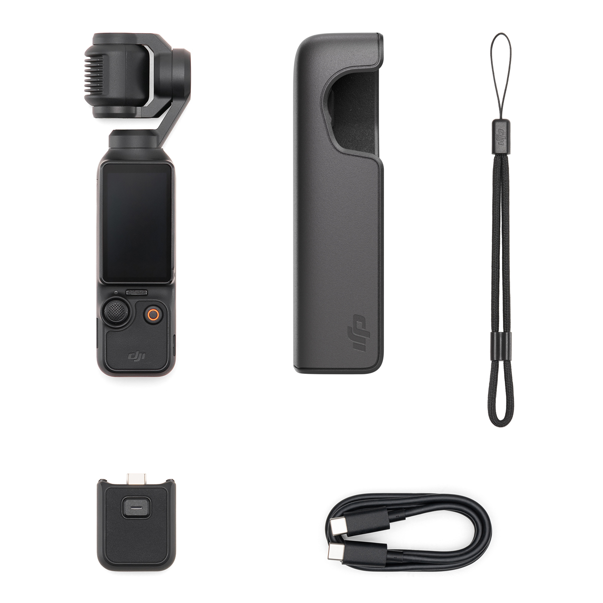 DJI Osmo Pocket 3 – Zubehör mit Schutzhülle, Handschlaufe, Adaptermodul und USB-C-Kabel