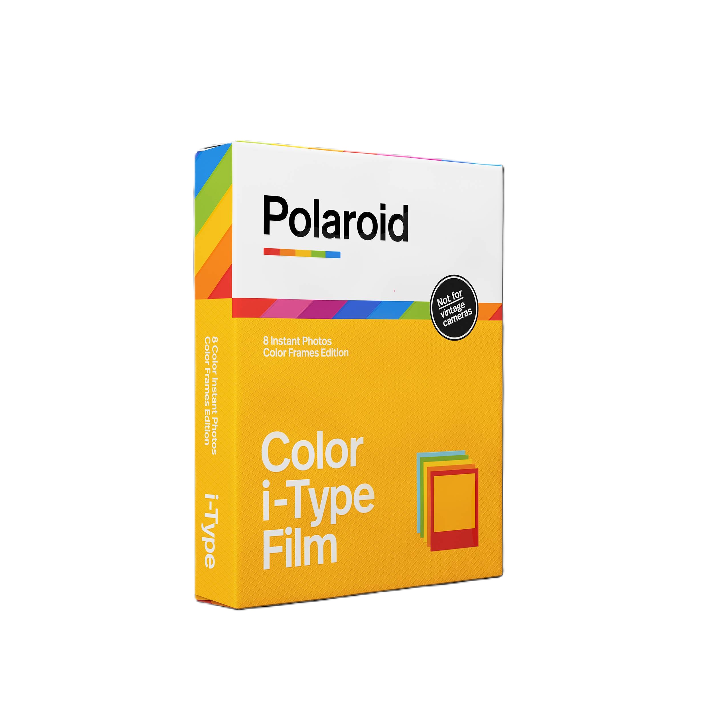 Polaroid Color i-Type Film Color Frames Edition – Vorderansicht der Verpackung mit Hinweis auf 8 Sofortbilder