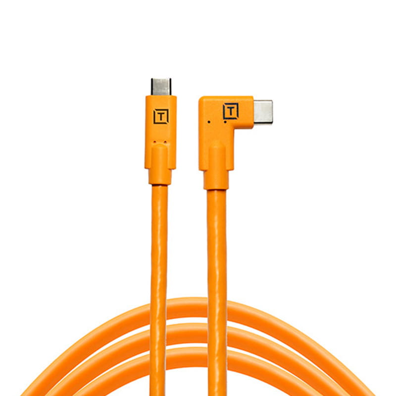 TetherPro USB-Datenkabel - USB-C auf USB-C (orange, rechtsgewinkelt, 4,6m)