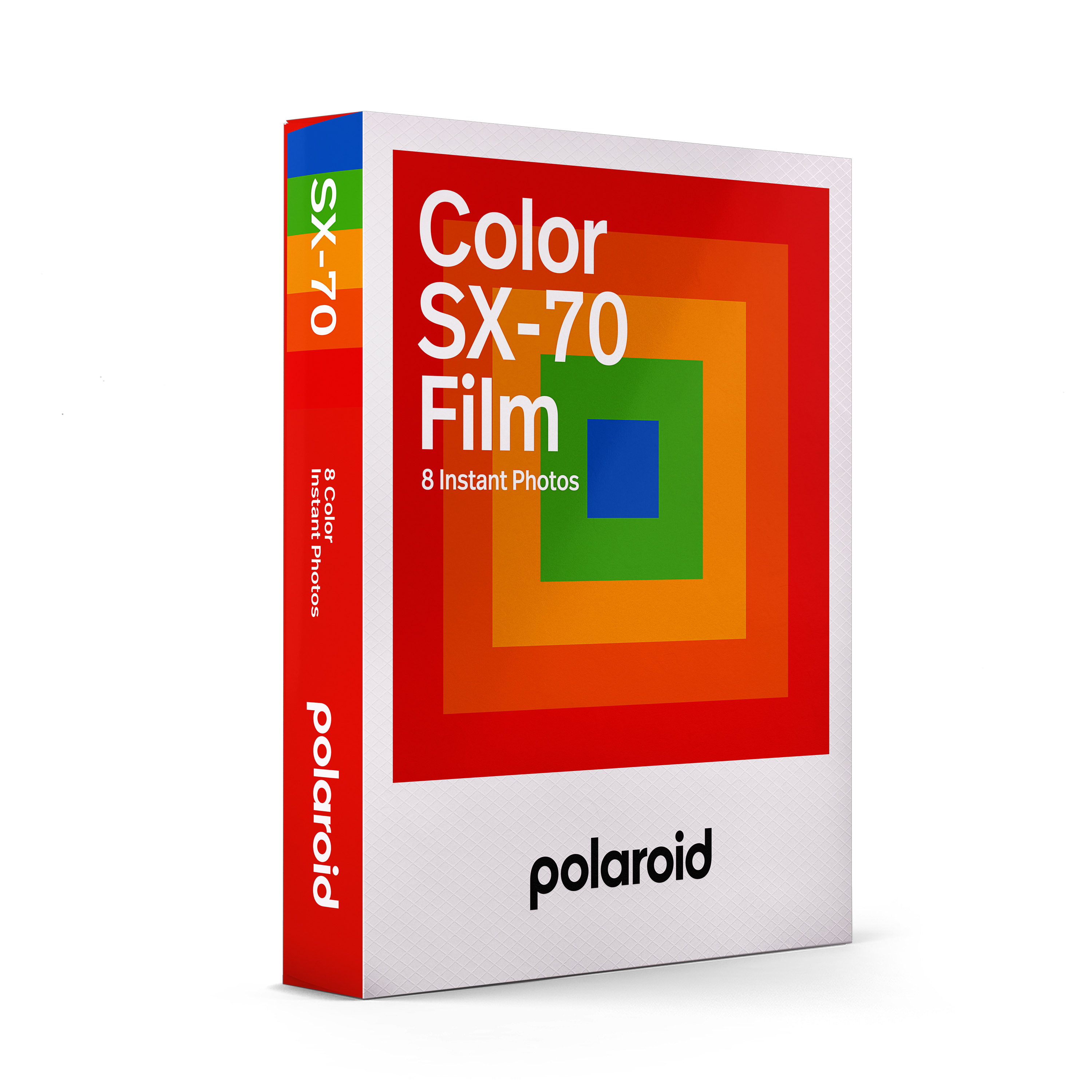 Polaroid SX-70 Farbfilm – Vorderansicht der Verpackung für Sofortbilder mit 8 Aufnahmen