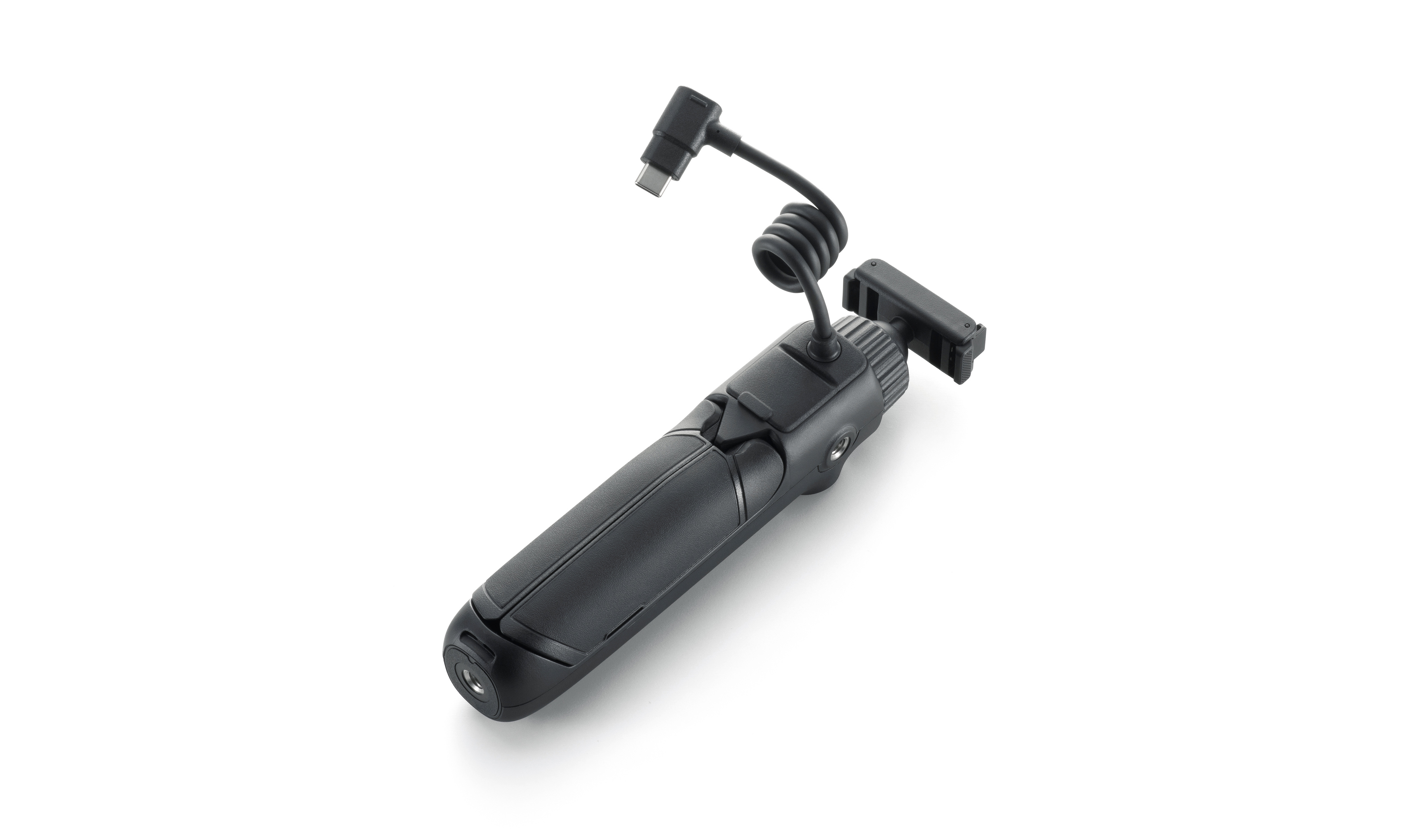 Osmo Action Dual-Direction Akkugriff DJI Osmo Action 6 Control Grip – Rückansicht des Steuergriffs mit USB-C-Anschlussführung und integrierter Griffstruktur