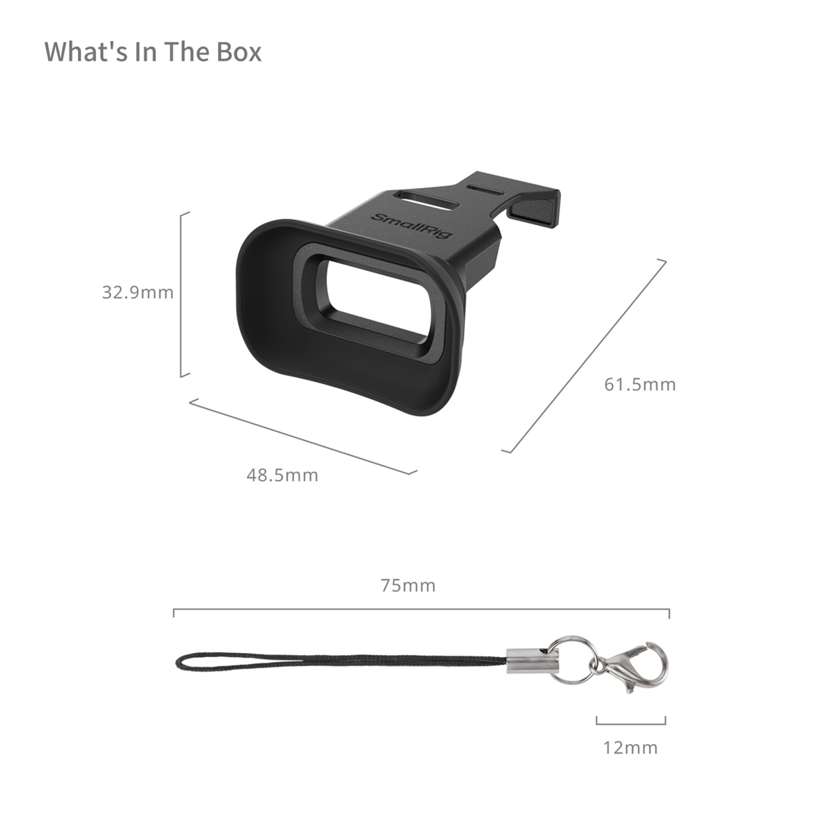 SmallRig 1819 Viewfinder Eyecup – Abmessungen der Augenmuschel mit Maßangaben für Höhe und Breite