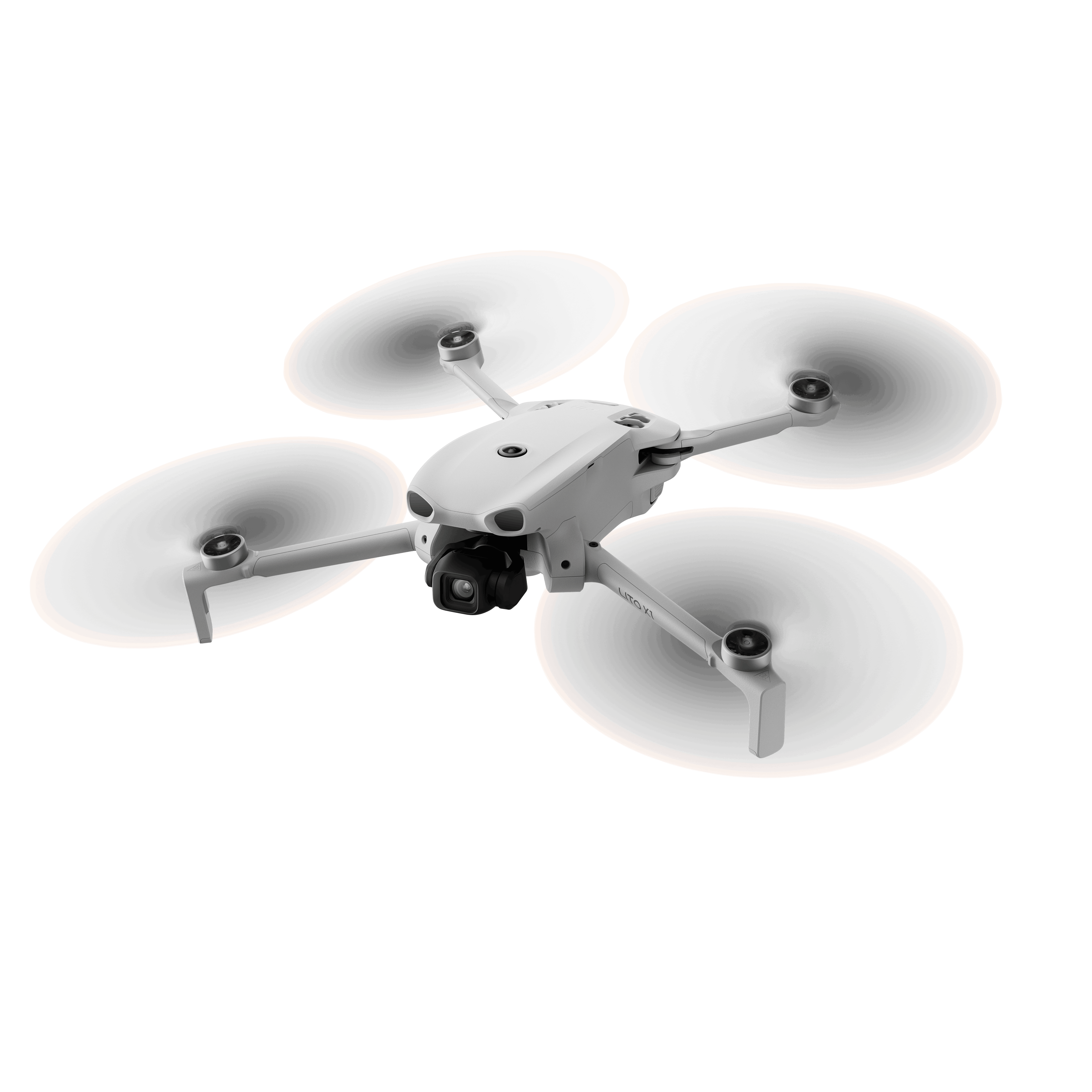 DJI Lito X1 Drohne – schräge Vorderansicht mit Kamera und ausgeklappten Propellern im Flugzustand